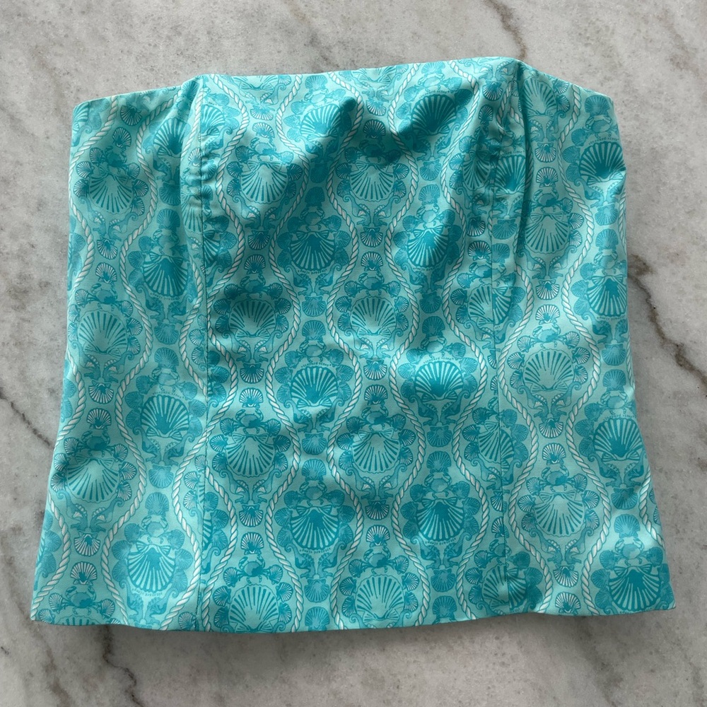Vineyard Vines Blue Strapless Top with Shell Design